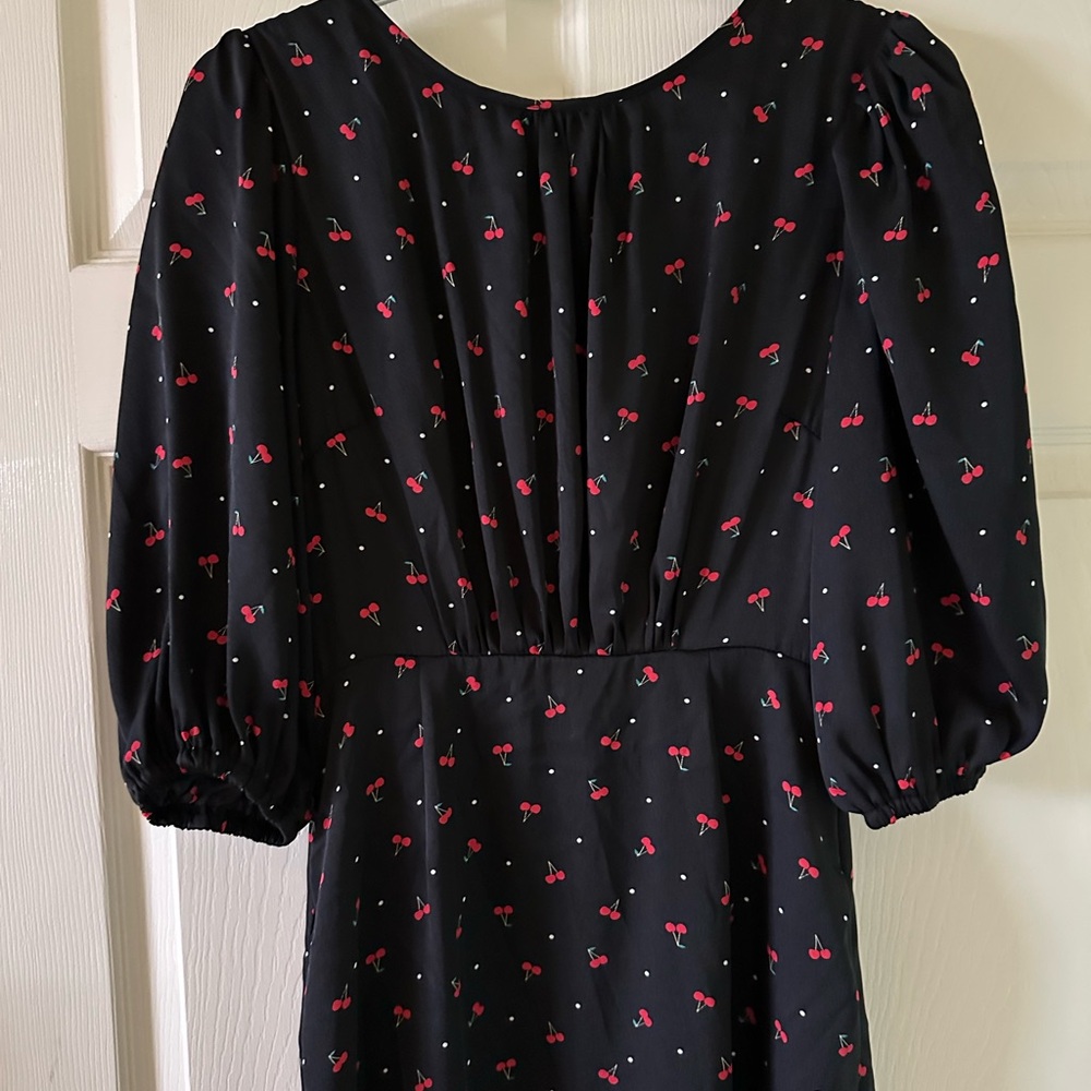 ✨ Anthropologie Louche Cherry Print Midi Dress Fits US XS 2–4 Lined | Pockets - Picture 7 of 14
